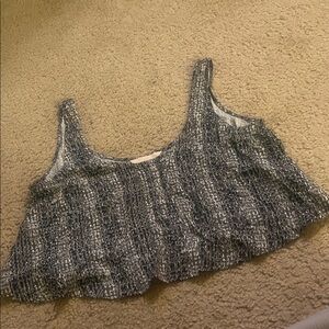 Women's Black and White Tweed crop Top